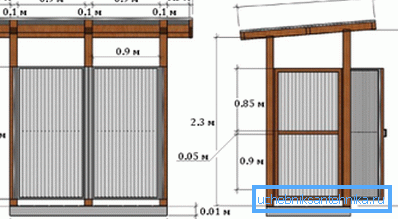 Disegno di una cabina doccia in due proiezioni