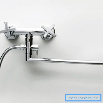 Miscelatore a due valvole con bocca lunga 50 cm Miscelatore a due valvole con bocca lunga 50 cm