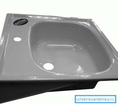 Lavello smaltato per cucina 500x500, vista laterale. Lavello smaltato per cucina 500x500, vista laterale.