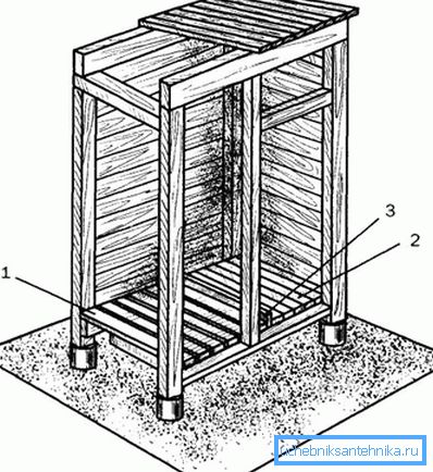 Schizzo - disegno di una doccia estiva con spogliatoio Schizzo - disegno di una doccia estiva con spogliatoio