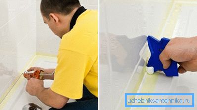 Sigillatura di giunti tra il muro e il lato del pallet. Sigillatura di giunti tra il muro e il lato del pallet.
