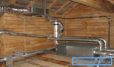 Riscaldatore nel sistema di ventilazione del cottage. Riscaldatore nel sistema di ventilazione del cottage.
