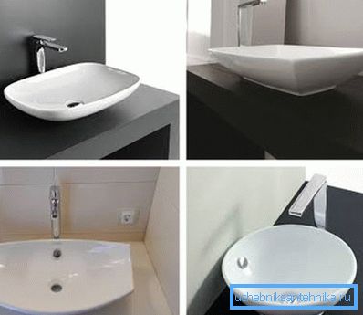 Lavandino in ceramica posato sul bancone del bagno Lavandino in ceramica posato sul bancone del bagno