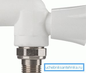 Valvola a sfera per sistema di riscaldamento in polipropilene.