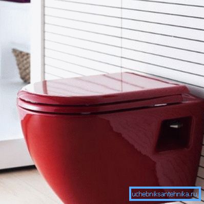 314 Il bagno rosso del tipo sospeso sarà un accento luminoso in qualsiasi stanza, indipendentemente dalle sue dimensioni.