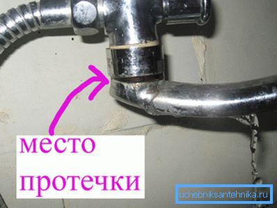 Foto amatoriale di un prodotto simile che mostra la posizione di una perdita d'acqua