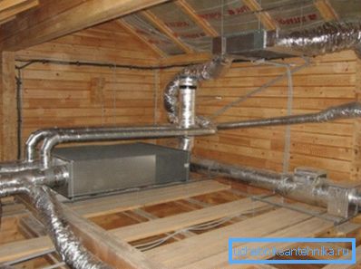 Foto amatoriale del sistema di ventilazione ramificato installato nell'attico dell'edificio per un facile cablaggio Foto amatoriale del sistema di ventilazione ramificato installato nell'attico dell'edificio per un facile cablaggio