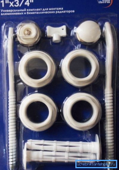 Kit di montaggio per l'installazione di radiatori bimetallici. Kit di montaggio per l'installazione di radiatori bimetallici.