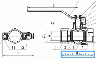 Nel disegno, la valvola a sfera con valvola a sfera du15 Nel disegno, la valvola a sfera con valvola a sfera du15
