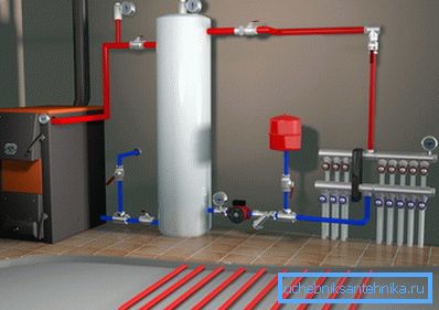 Nella foto - caldaia con riscaldamento dell'acqua forzata Nella foto - caldaia con riscaldamento dell'acqua forzata