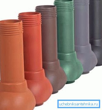 Sulla foto - elementi di plastica di ventilazione del tetto. Sulla foto - elementi di plastica di ventilazione del tetto.