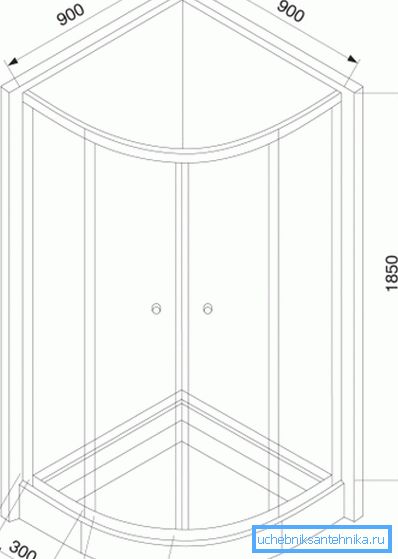 La foto mostra il disegno e le dimensioni principali della cabina aperta. La foto mostra il disegno e le dimensioni principali della cabina aperta.
