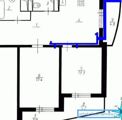 Nella foto - lo schema della ventilazione dell'appartamento in ingresso Nella foto - lo schema della ventilazione dell'appartamento in ingresso