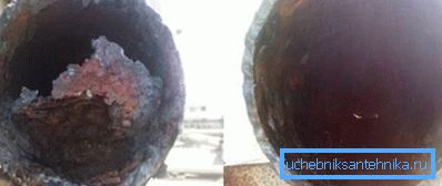 Nella foto: il tubo prima e dopo la pulizia Nella foto: il tubo prima e dopo la pulizia