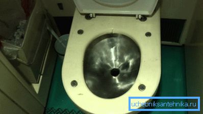Sulla foto - toilette con sistema di drenaggio accumulativo Sulla foto - toilette con sistema di drenaggio accumulativo