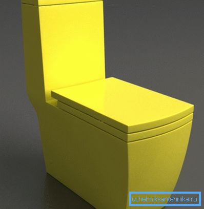 Nella foto: una toilette gialla può essere un complemento eccellente per gli interni nei colori scuri. Nella foto: una toilette gialla può essere un complemento eccellente per gli interni nei colori scuri.