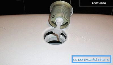L'immagine in basso mostra come aprire la tazza del water con un pulsante senza l'uso di attrezzi speciali.
