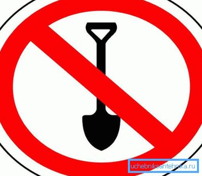 Una delle varianti di segnali di avvertimento di liquami sotto terra Una delle varianti di segnali di avvertimento di liquami sotto terra