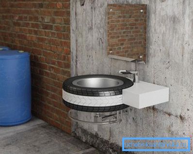 Lavabo originale per garage in acciaio inox.