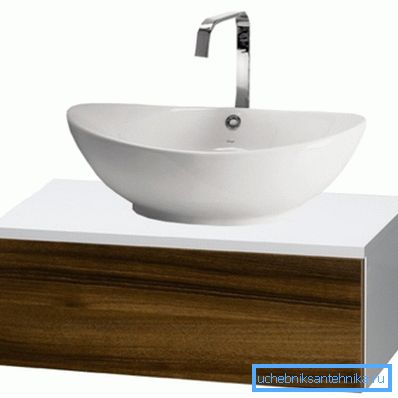 Lavandino sospeso con mobile, realizzato in uno stile minimalista Lavandino sospeso con mobile, realizzato in uno stile minimalista