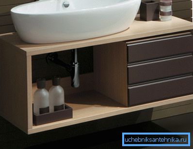 Piedistallo sospeso per il lavello, realizzato in MDF Piedistallo sospeso per il lavello, realizzato in MDF