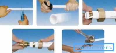 Sequenza d'azione durante il collegamento delle tubazioni mediante raccordi a compressione Sequenza d'azione durante il collegamento delle tubazioni mediante raccordi a compressione