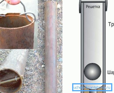 Una soluzione avanzata è un guscio con una valvola a sfera. Non permetterà che le crescite rimosse dalle pareti cadano sul fondo del pozzo.