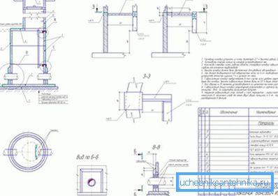 Disegno dei pozzi in cemento armato.