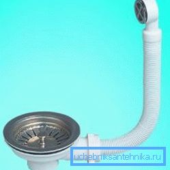 Sifone per lavabo con troppopieno in plastica corrugata Sifone per lavabo con troppopieno in plastica corrugata