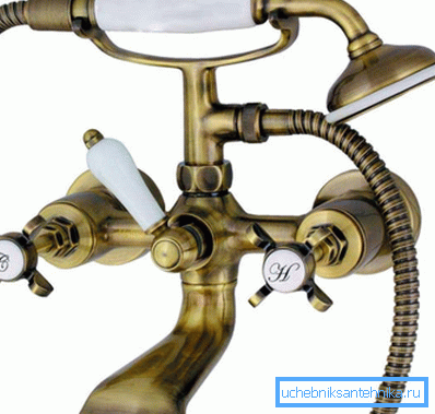 Rubinetto per doccia, realizzato nel classico stile retrò. Rubinetto per doccia, realizzato nel classico stile retrò.
