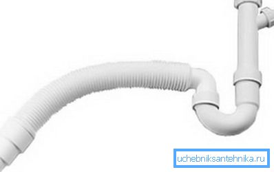 Sifone speciale per acque luride con scarico corrugato, che viene utilizzato per organizzare lo scarico quasi ovunque Sifone speciale per acque luride con scarico corrugato, che viene utilizzato per organizzare lo scarico quasi ovunque