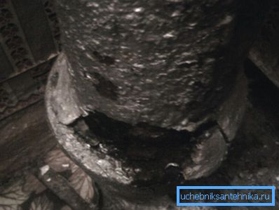 Le crepe nei tubi sono una caratteristica di vecchi edifici con fognature in ghisa Le crepe nei tubi sono una caratteristica di vecchi edifici con fognature in ghisa
