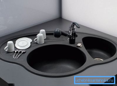 Soluzione conveniente per la cucina ad angolo, con due ciotole e una piattaforma per asciugare i piatti. Soluzione conveniente per la cucina ad angolo, con due ciotole e una piattaforma per asciugare i piatti.