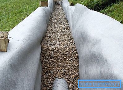 Drenaggio di posa e riempimento con filtro geotessile Drenaggio di posa e riempimento con filtro geotessile