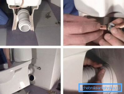 Installazione di un tubo corrugato e collegamento della toilette alla fogna. Installazione di un tubo corrugato e collegamento della toilette alla fogna.