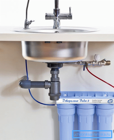 Filtro dell'acqua installato sotto il lavandino Filtro dell'acqua installato sotto il lavandino