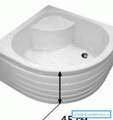 In questo caso, l'altezza del piatto del piatto doccia dal pavimento è di 45 cm In questo caso, l'altezza del piatto del piatto doccia dal pavimento è di 45 cm
