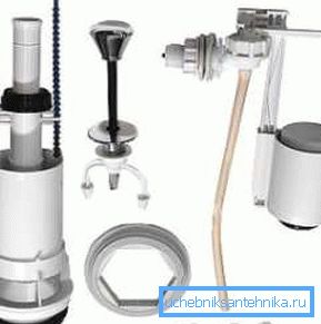 Pezzi di ricambio per un water in pieno Pezzi di ricambio per un water in pieno